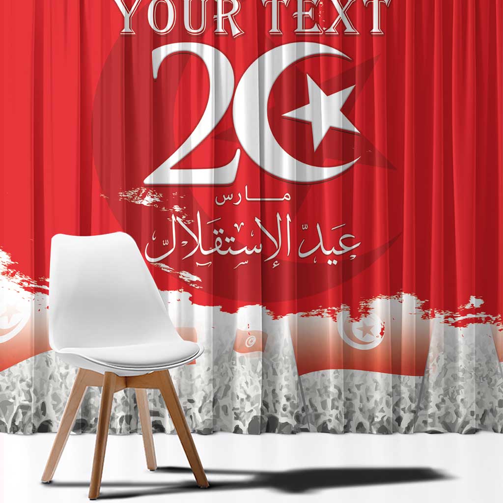 Personalised Tunisia Independence Day Window Curtain 69th Anniversary - Flag Map - Wonder Print Shop