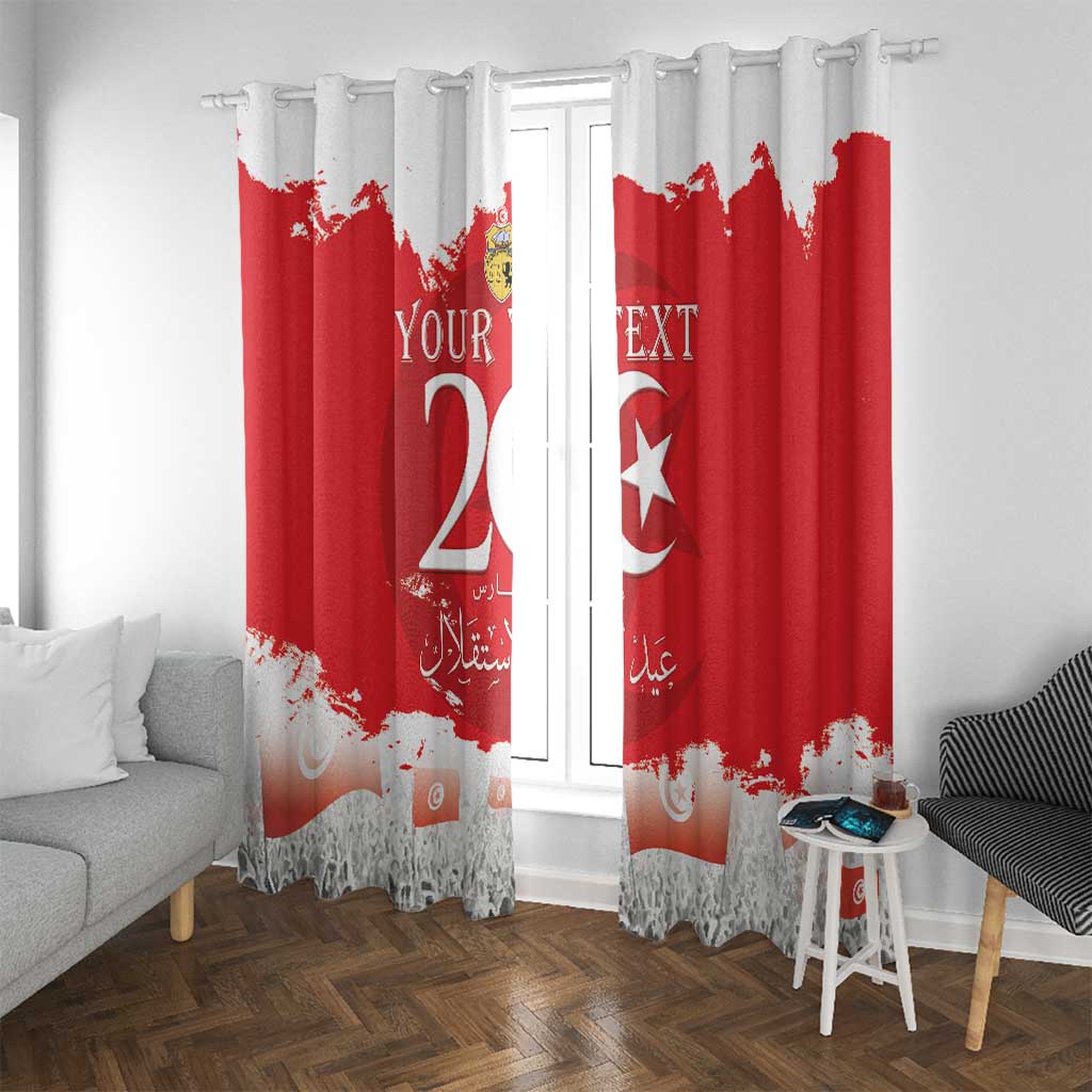 Personalised Tunisia Independence Day Window Curtain 69th Anniversary - Flag Map - Wonder Print Shop