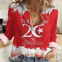 Personalised Tunisia Independence Day Women Casual Shirt 69th Anniversary - Flag Map - Wonder Print Shop