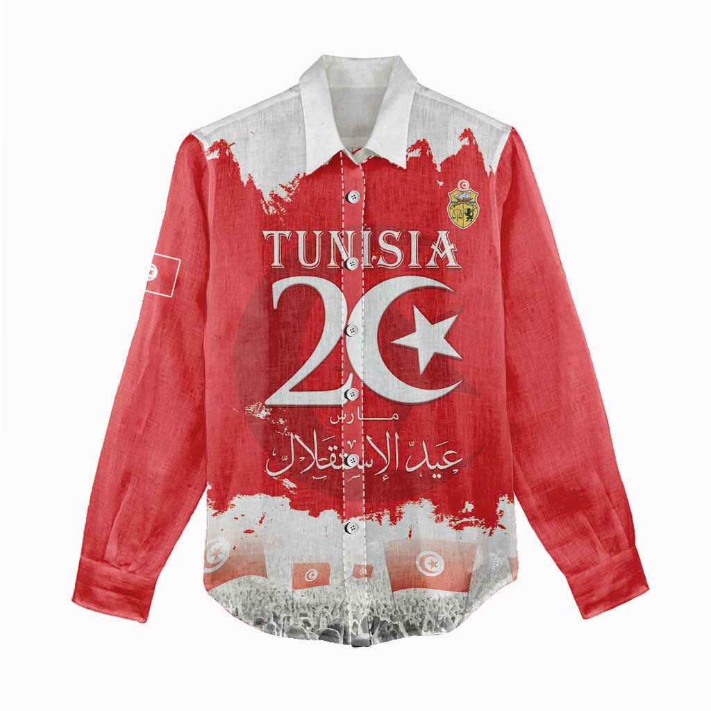 Personalised Tunisia Independence Day Women Casual Shirt 69th Anniversary - Flag Map - Wonder Print Shop