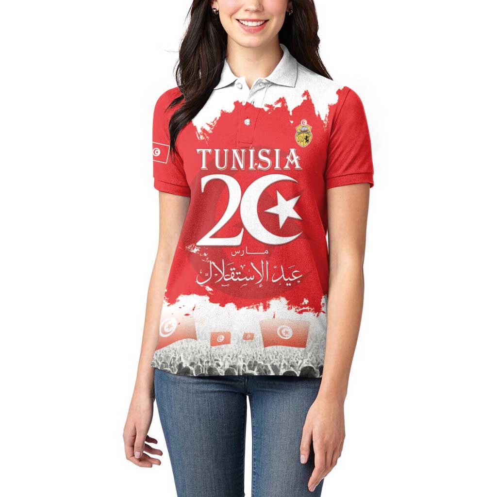 Personalised Tunisia Independence Day Women Polo Shirt 69th Anniversary - Flag Map - Wonder Print Shop