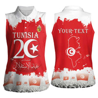 Personalised Tunisia Independence Day Women Sleeveless Polo Shirt 69th Anniversary - Flag Map - Wonder Print Shop