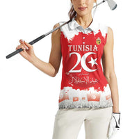 Personalised Tunisia Independence Day Women Sleeveless Polo Shirt 69th Anniversary - Flag Map - Wonder Print Shop