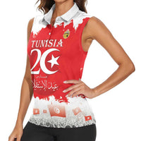 Personalised Tunisia Independence Day Women Sleeveless Polo Shirt 69th Anniversary - Flag Map - Wonder Print Shop