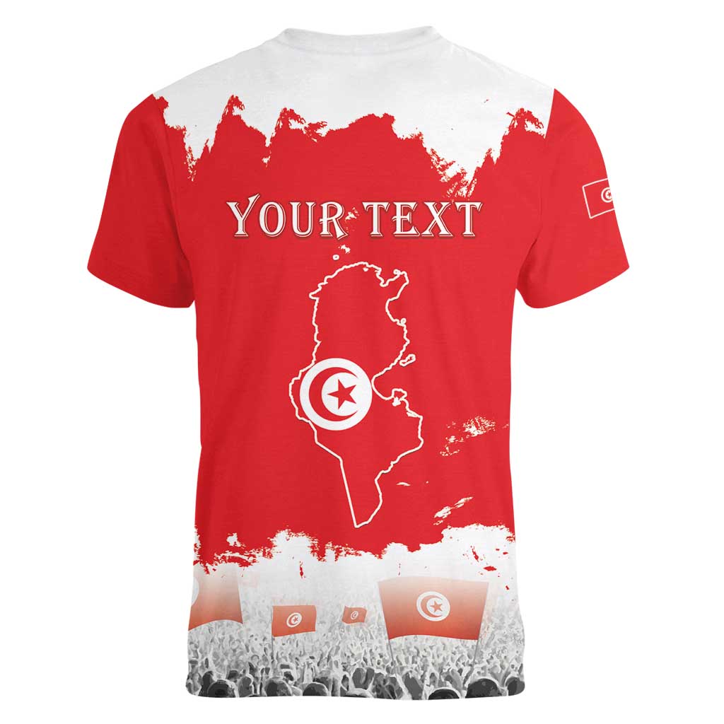 Personalised Tunisia Independence Day Women V-Neck T-Shirt 69th Anniversary - Flag Map - Wonder Print Shop