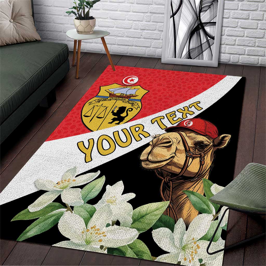 Personalised Tunisia Area Rug Camelus Dromedarius With Jasmine
