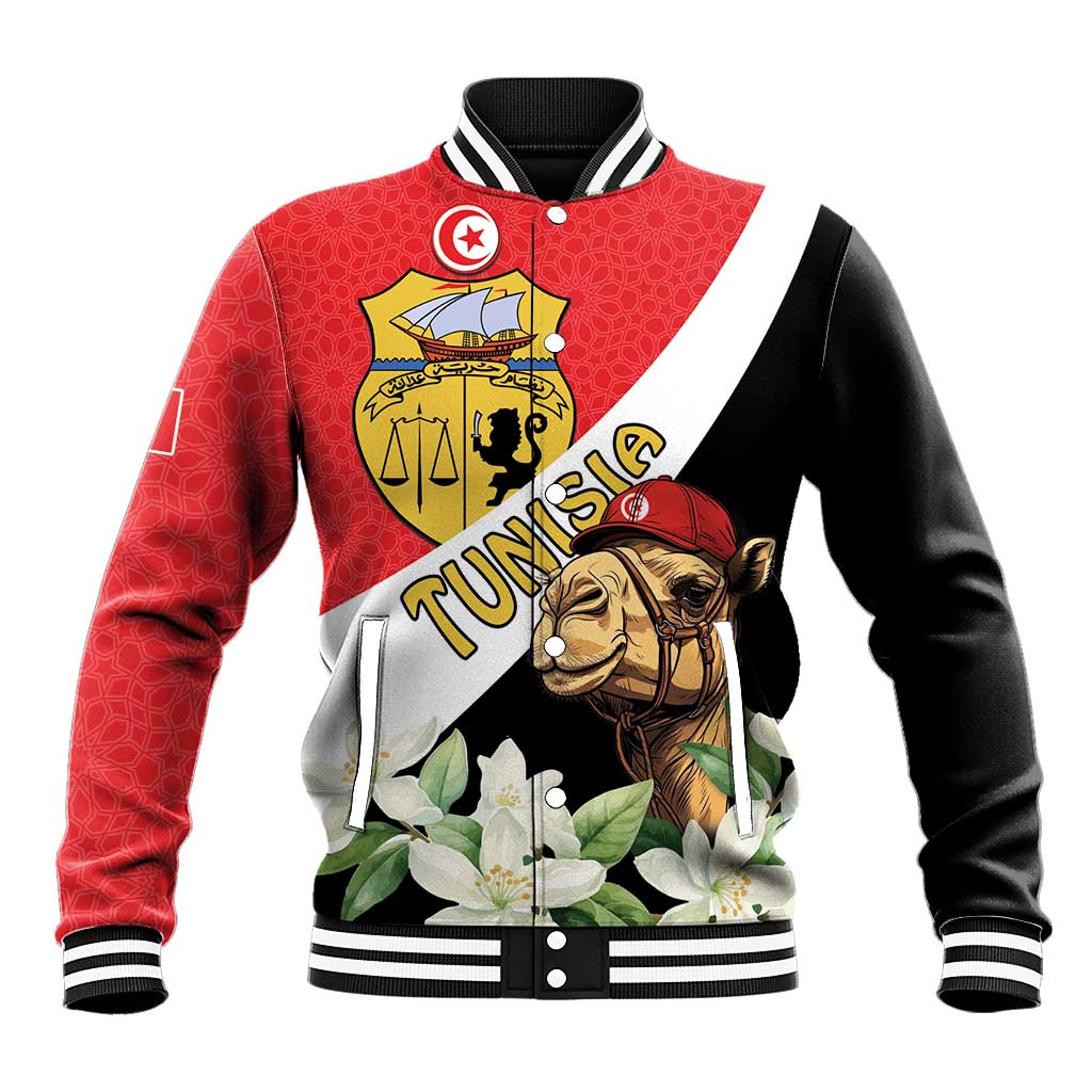 Personalised Tunisia Baseball Jacket Camelus Dromedarius With Jasmine