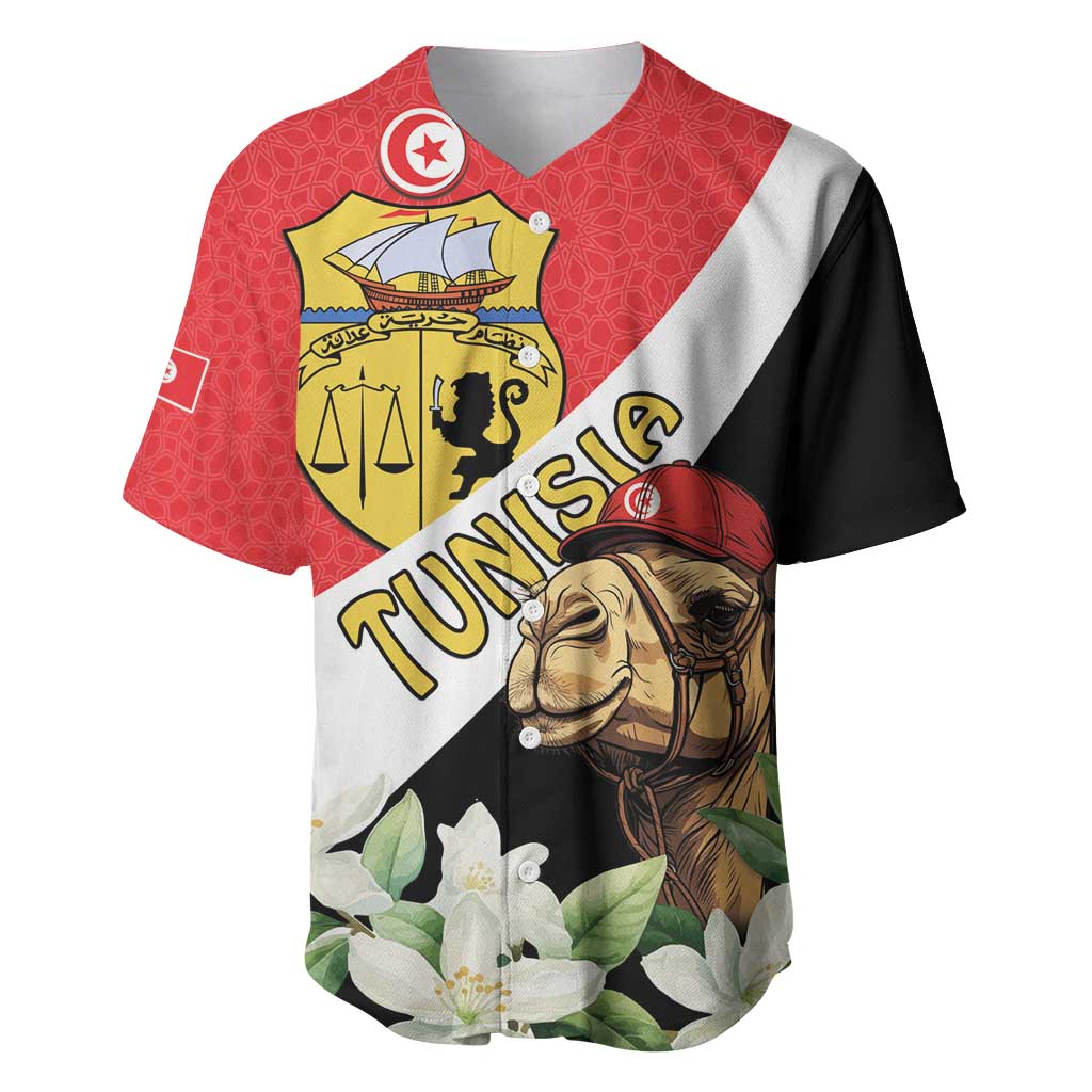 Personalised Tunisia Baseball Jersey Camelus Dromedarius With Jasmine