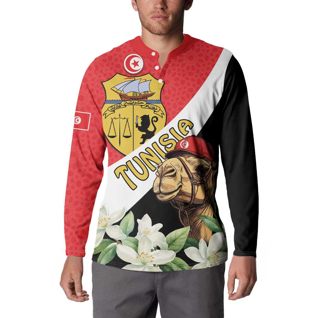 Personalised Tunisia Button Sweatshirt Camelus Dromedarius With Jasmine