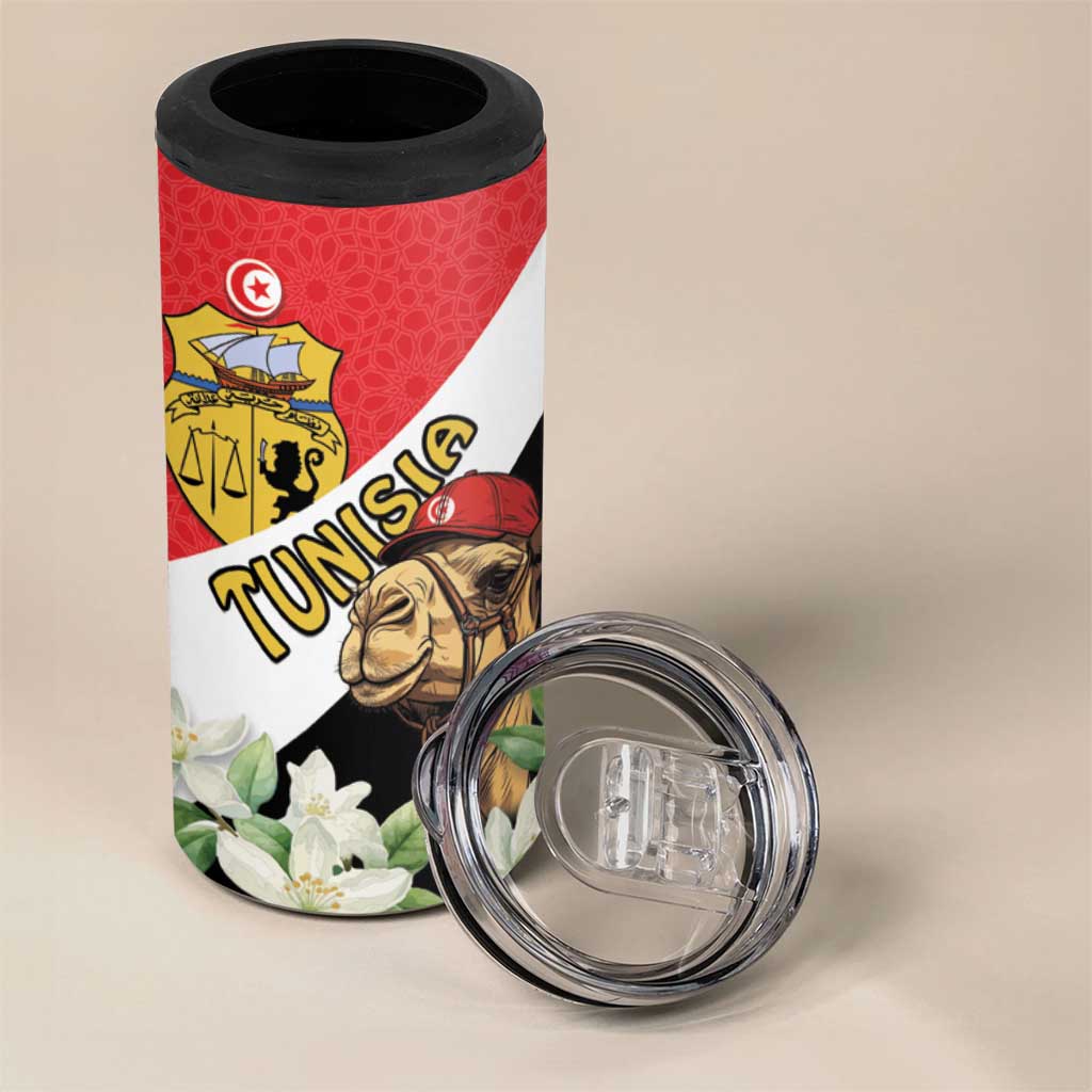 Personalised Tunisia 4 in 1 Can Cooler Tumbler Camelus Dromedarius With Jasmine