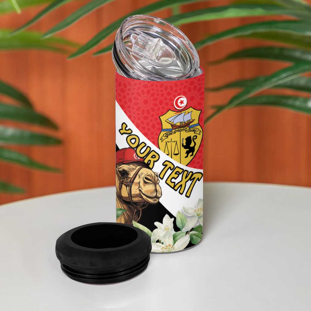 Personalised Tunisia 4 in 1 Can Cooler Tumbler Camelus Dromedarius With Jasmine
