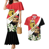 Personalised Tunisia Couples Matching Mermaid Dress and Hawaiian Shirt Camelus Dromedarius With Jasmine