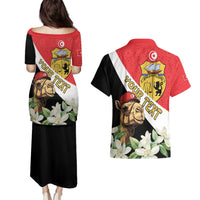 Personalised Tunisia Couples Matching Puletasi and Hawaiian Shirt Camelus Dromedarius With Jasmine