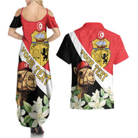 Personalised Tunisia Couples Matching Summer Maxi Dress and Hawaiian Shirt Camelus Dromedarius With Jasmine