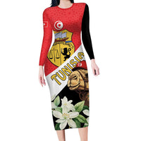 Personalised Tunisia Family Matching Long Sleeve Bodycon Dress and Hawaiian Shirt Camelus Dromedarius With Jasmine