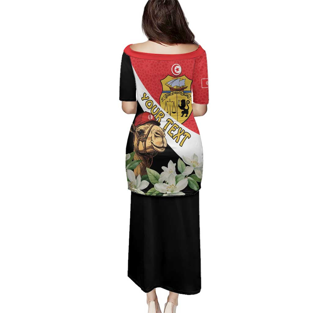 Personalised Tunisia Family Matching Puletasi and Hawaiian Shirt Camelus Dromedarius With Jasmine