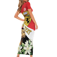 Personalised Tunisia Family Matching Short Sleeve Bodycon Dress and Hawaiian Shirt Camelus Dromedarius With Jasmine