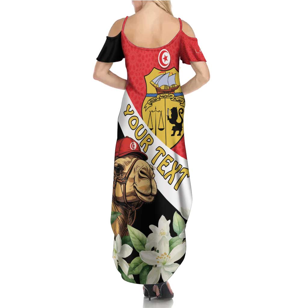 Personalised Tunisia Family Matching Summer Maxi Dress and Hawaiian Shirt Camelus Dromedarius With Jasmine