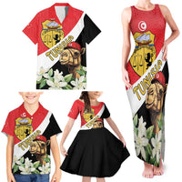 Personalised Tunisia Family Matching Tank Maxi Dress and Hawaiian Shirt Camelus Dromedarius With Jasmine