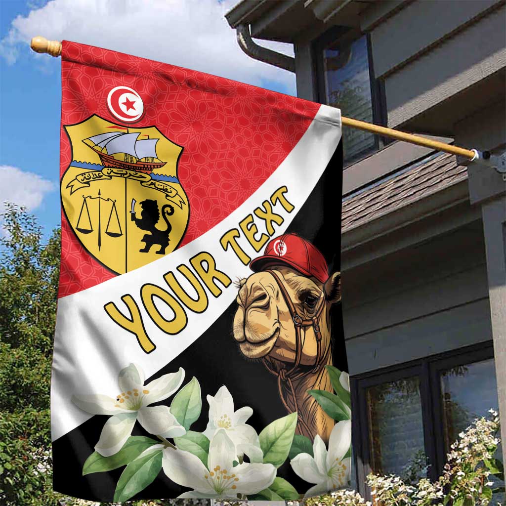 Personalised Tunisia Garden Flag Camelus Dromedarius With Jasmine
