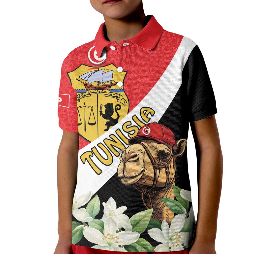 Personalised Tunisia Kid Polo Shirt Camelus Dromedarius With Jasmine