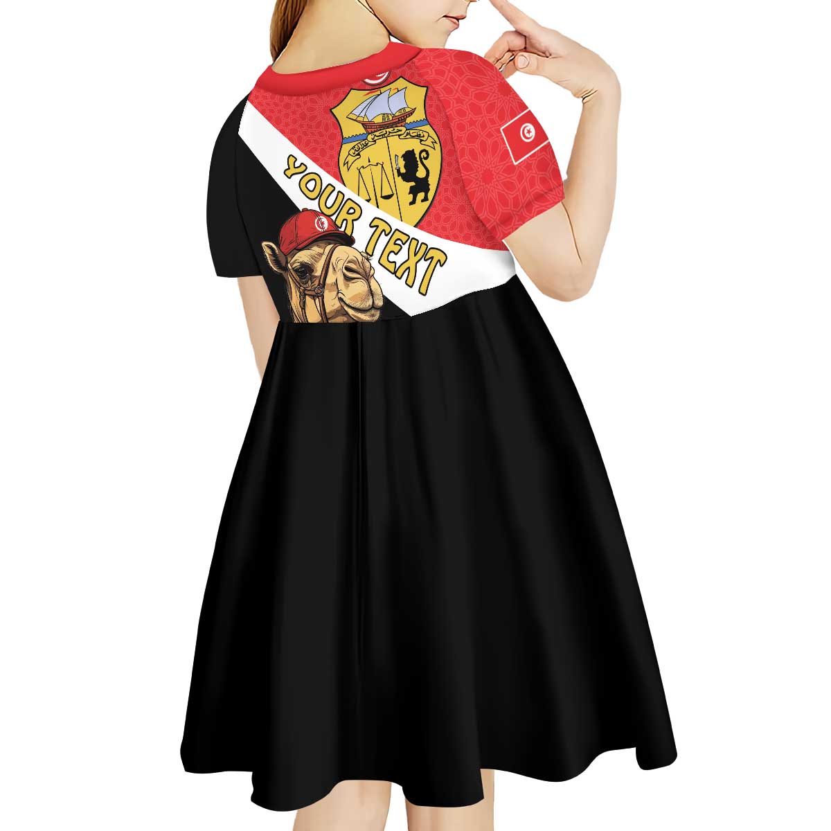 Personalised Tunisia Kid Short Sleeve Dress Camelus Dromedarius With Jasmine