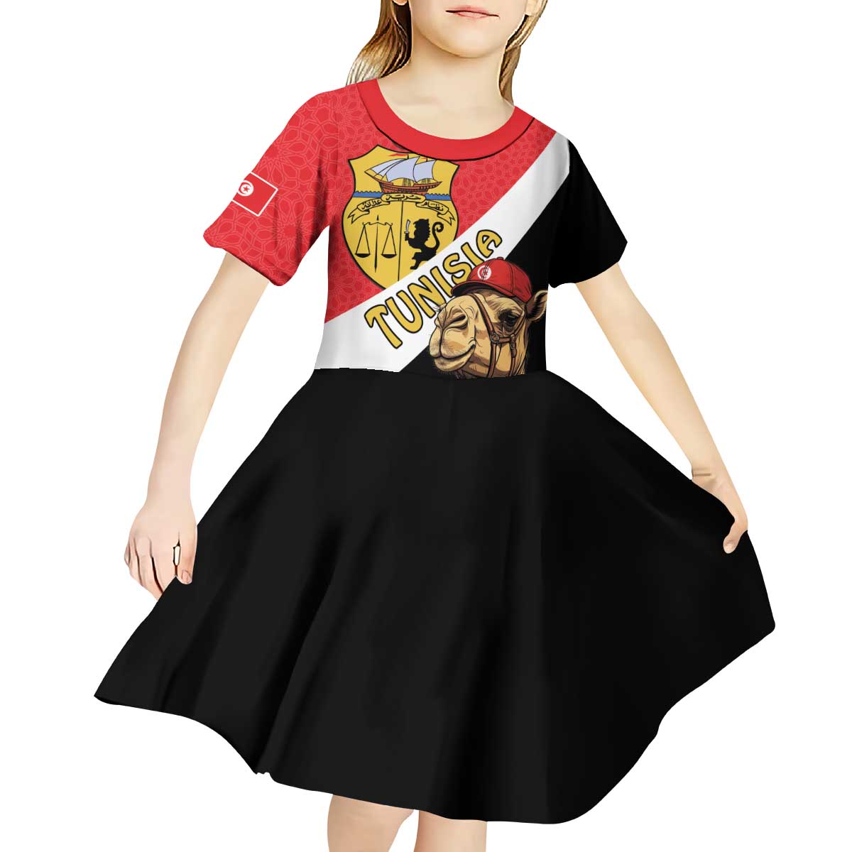Personalised Tunisia Kid Short Sleeve Dress Camelus Dromedarius With Jasmine