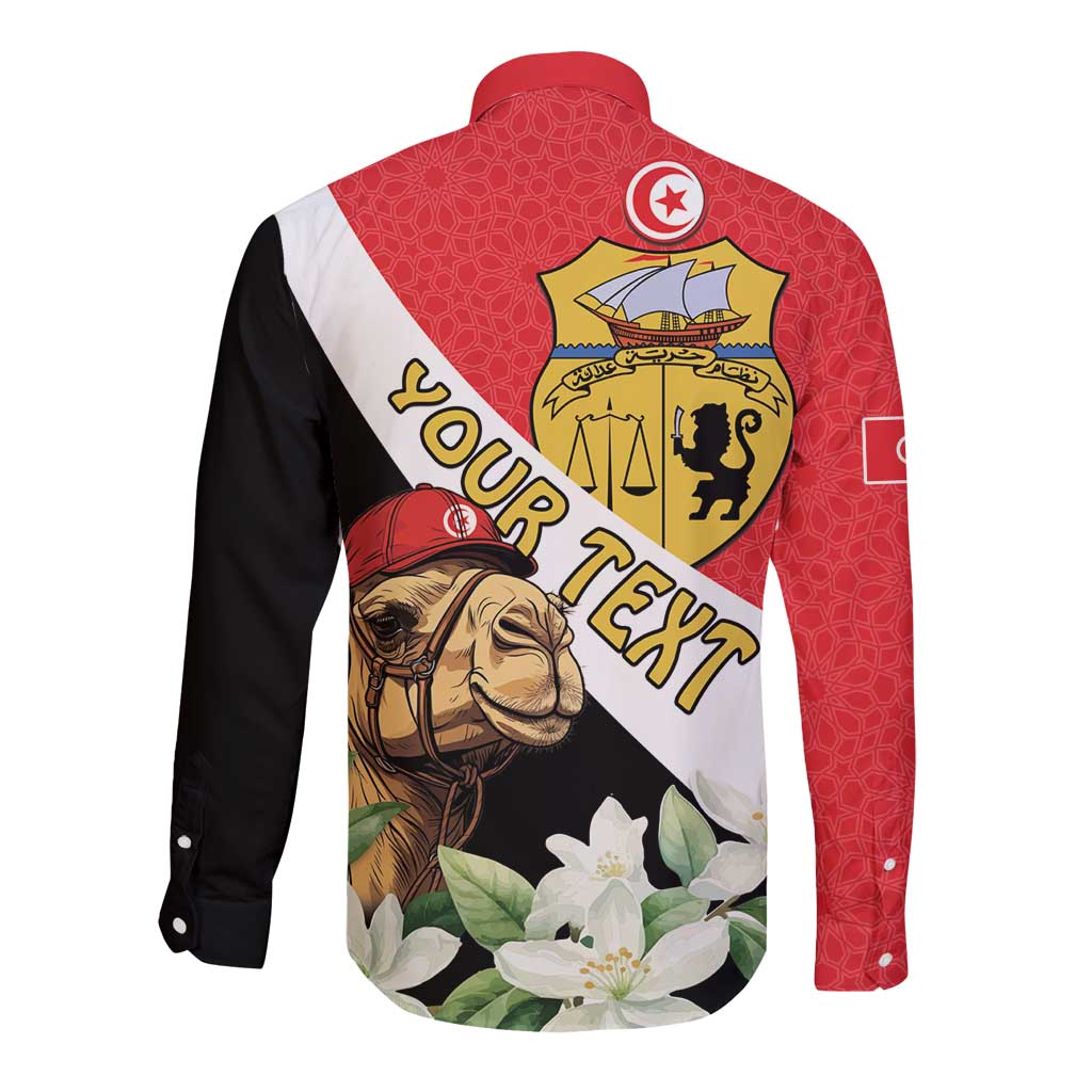 Personalised Tunisia Long Sleeve Button Shirt Camelus Dromedarius With Jasmine