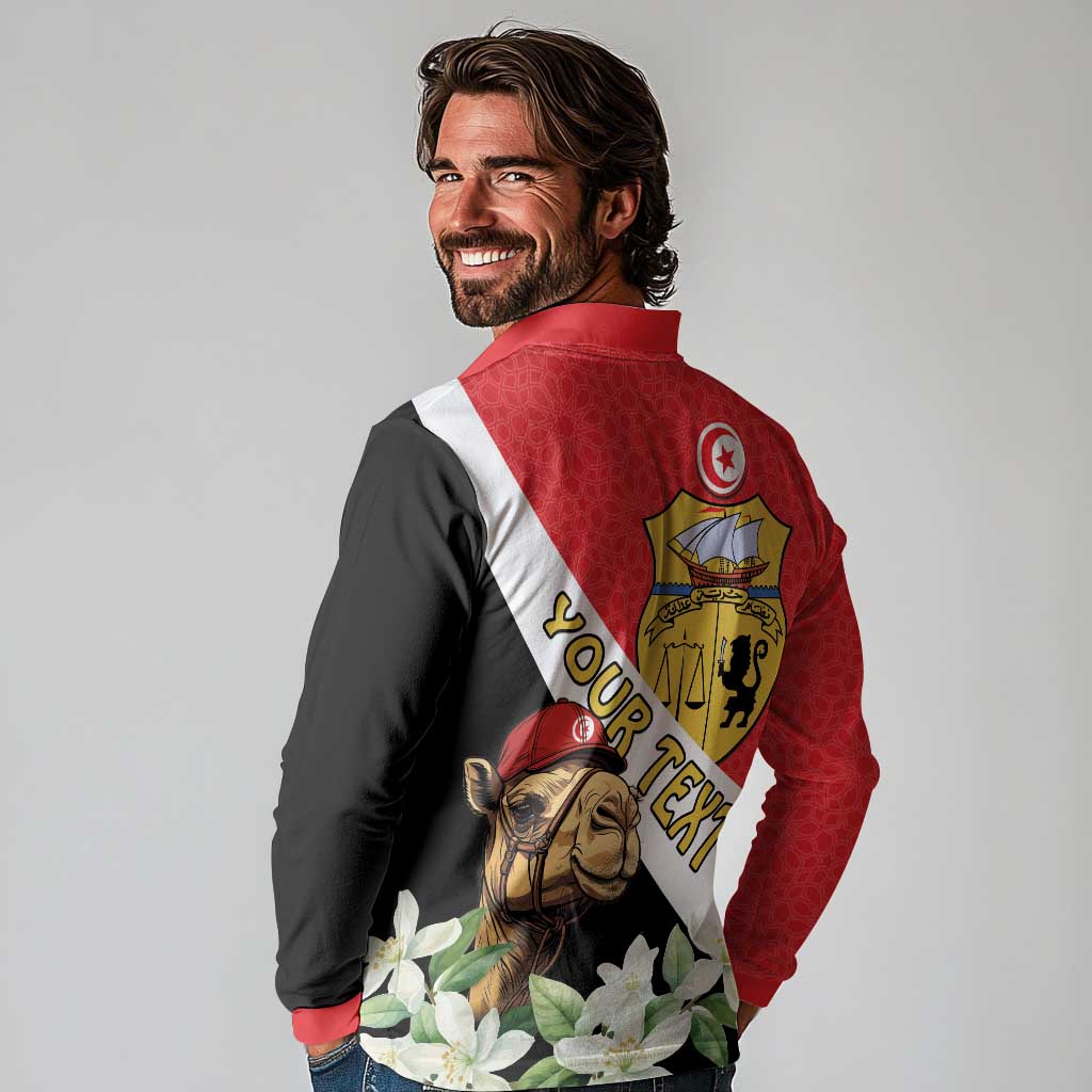 Personalised Tunisia Long Sleeve Polo Shirt Camelus Dromedarius With Jasmine