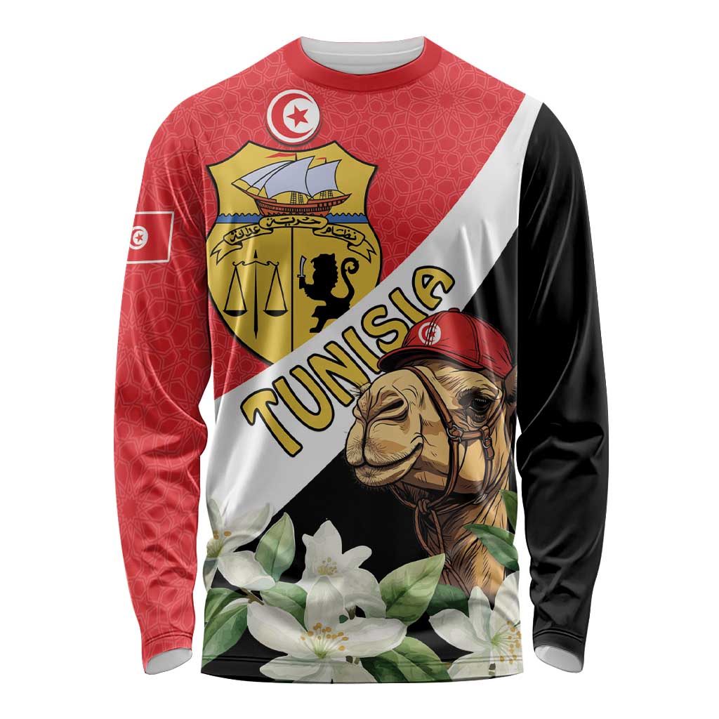 Personalised Tunisia Long Sleeve Shirt Camelus Dromedarius With Jasmine