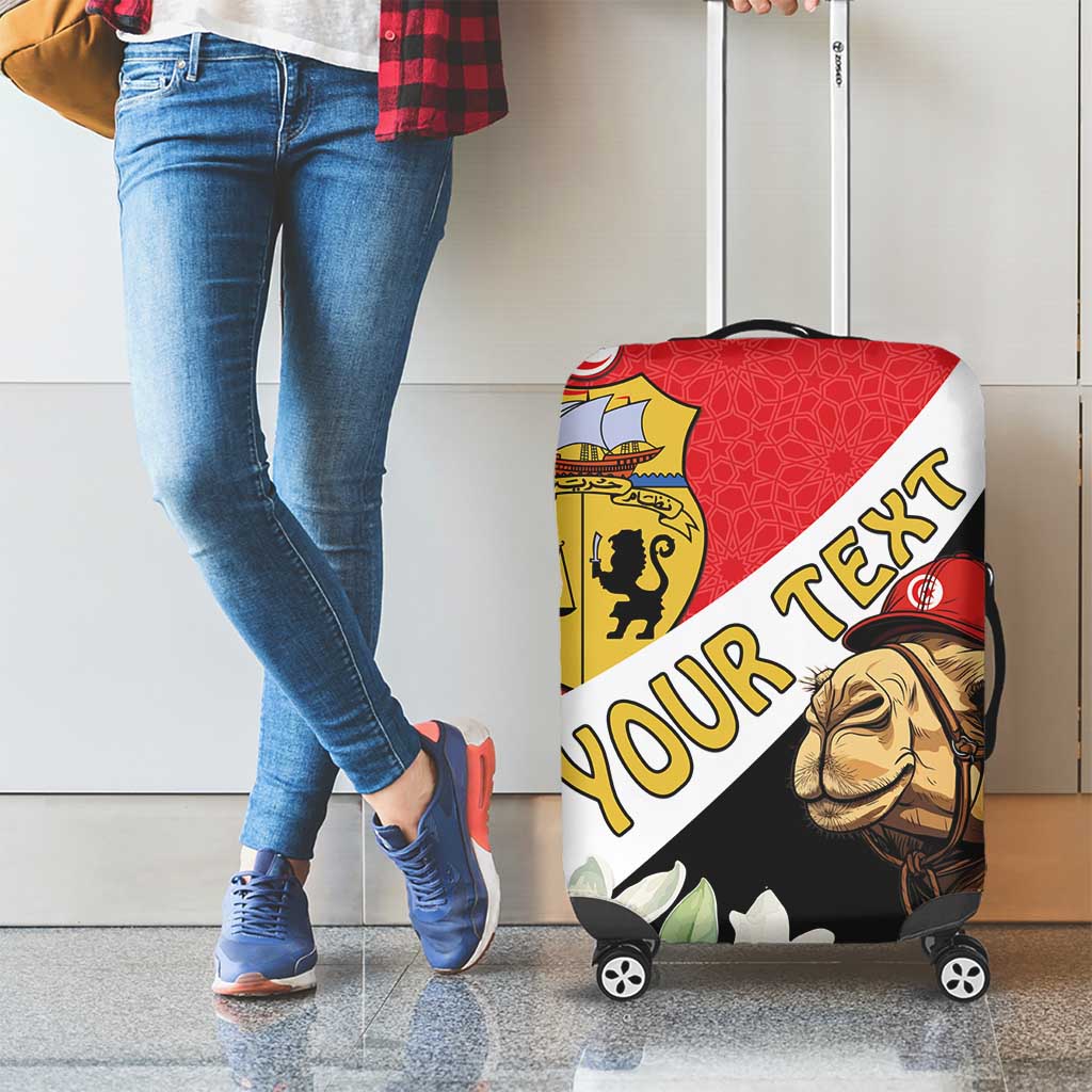 Personalised Tunisia Luggage Cover Camelus Dromedarius With Jasmine