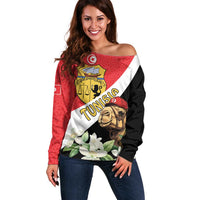 Personalised Tunisia Off Shoulder Sweater Camelus Dromedarius With Jasmine