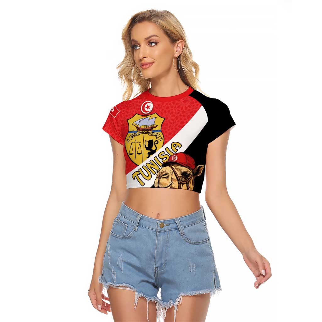 Personalised Tunisia Raglan Cropped T Shirt Camelus Dromedarius With Jasmine