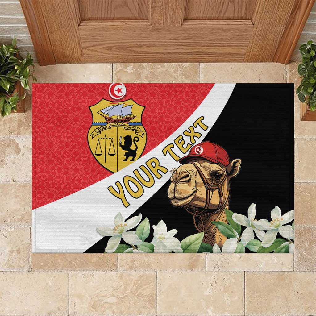 Personalised Tunisia Rubber Doormat Camelus Dromedarius With Jasmine