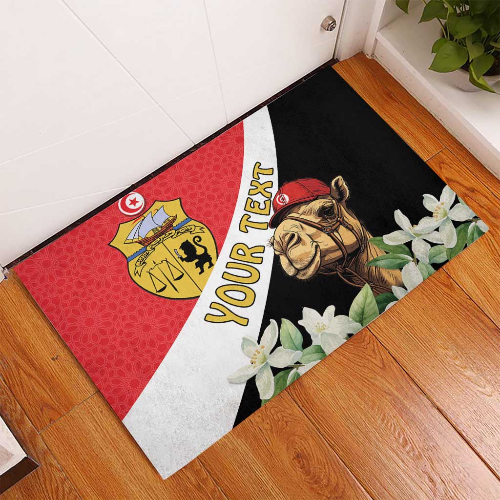Personalised Tunisia Rubber Doormat Camelus Dromedarius With Jasmine
