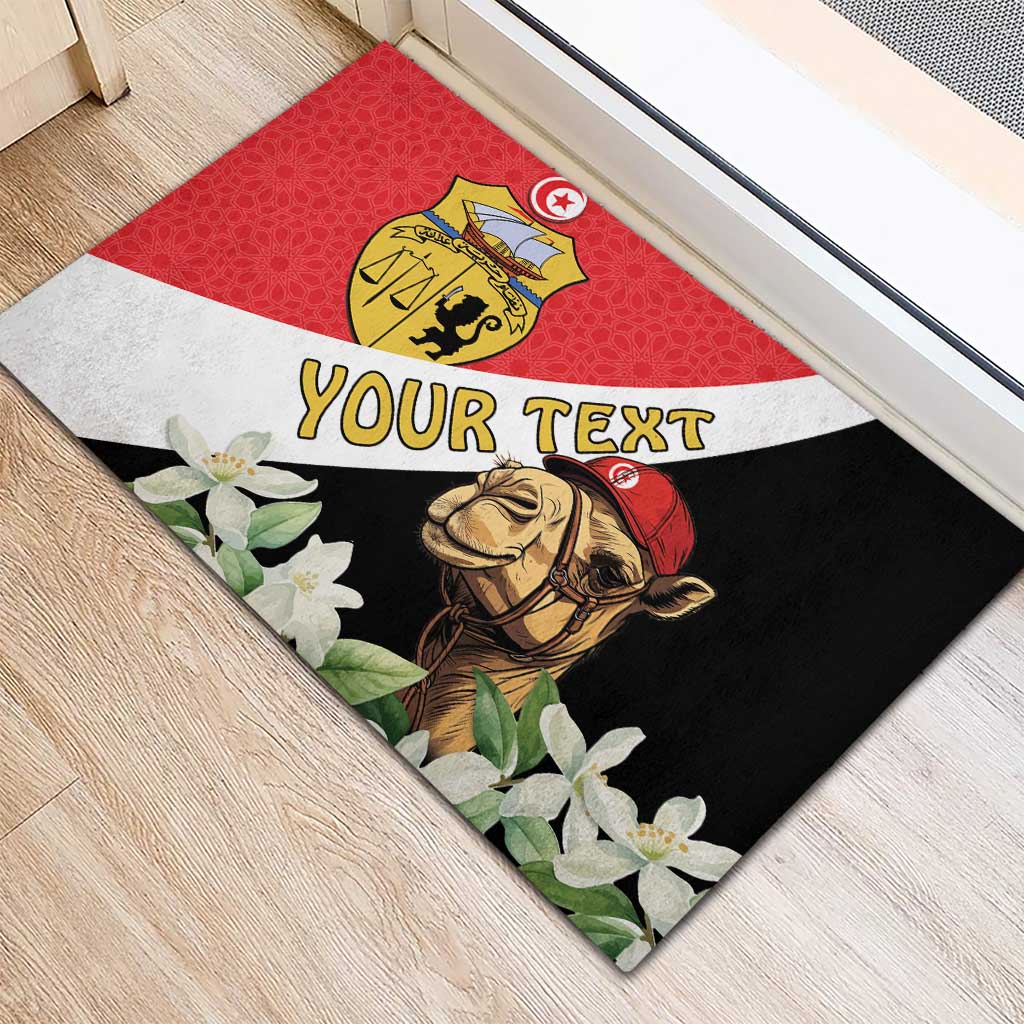 Personalised Tunisia Rubber Doormat Camelus Dromedarius With Jasmine