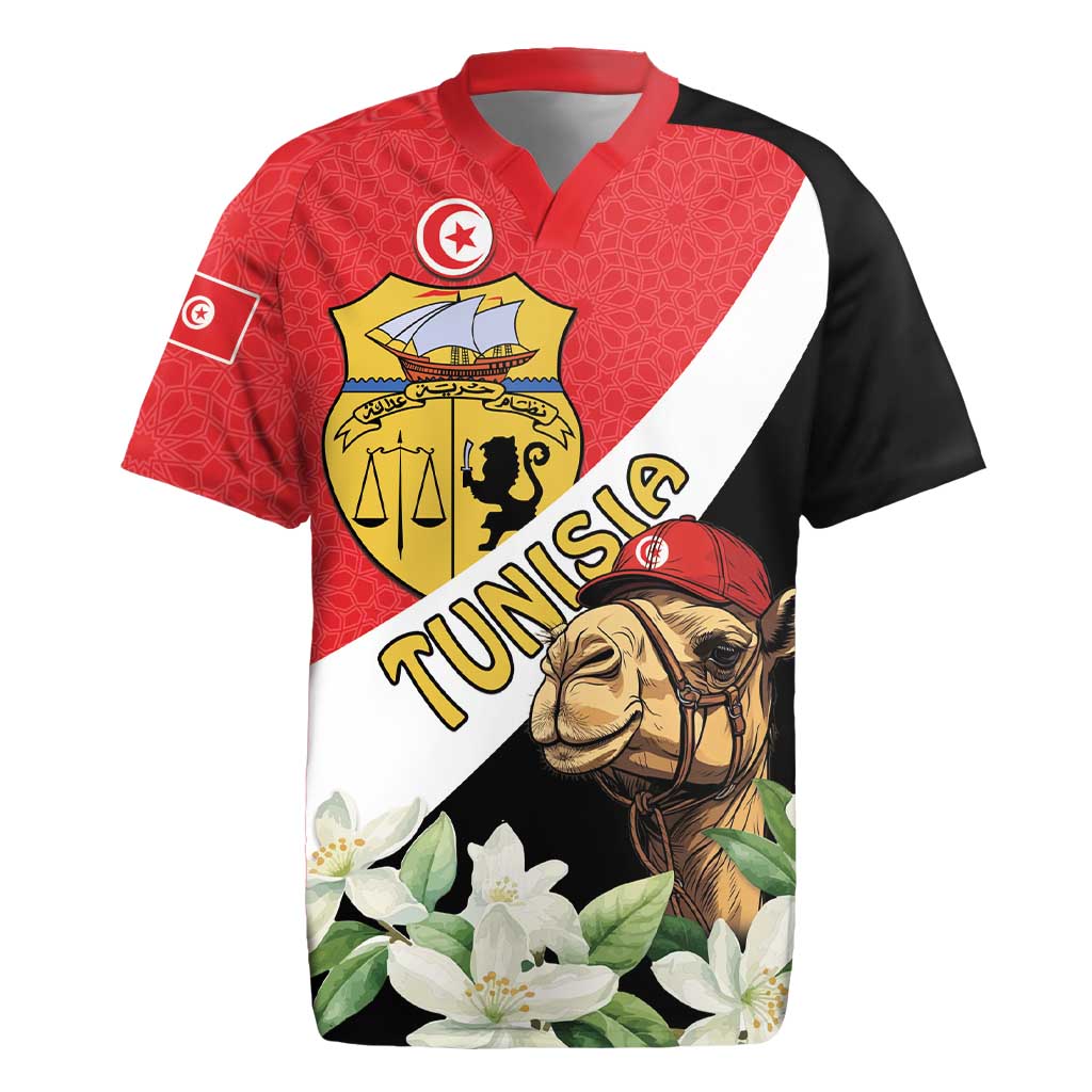 Personalised Tunisia Rugby Jersey Camelus Dromedarius With Jasmine