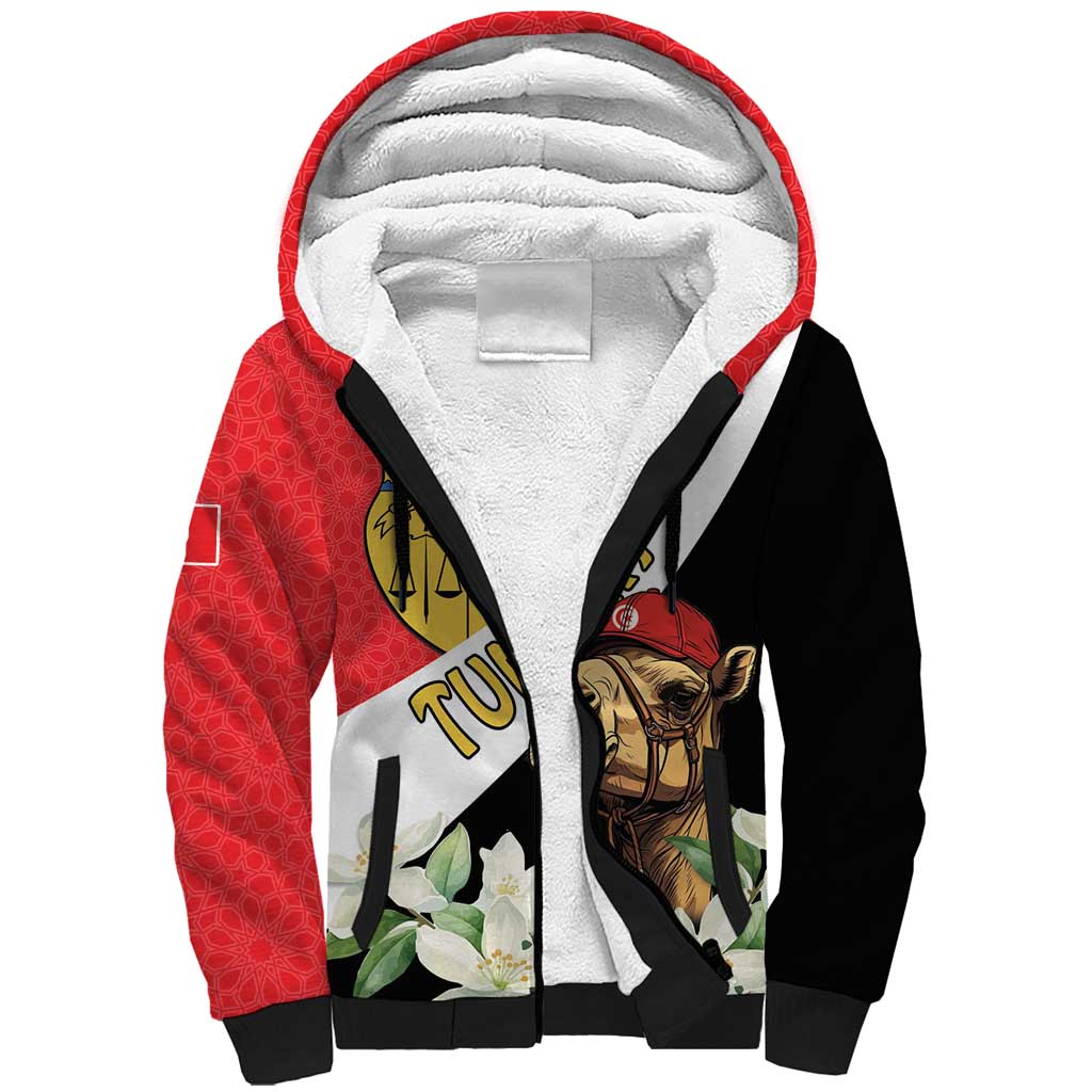 Personalised Tunisia Sherpa Hoodie Camelus Dromedarius With Jasmine