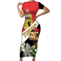 Personalised Tunisia Short Sleeve Bodycon Dress Camelus Dromedarius With Jasmine