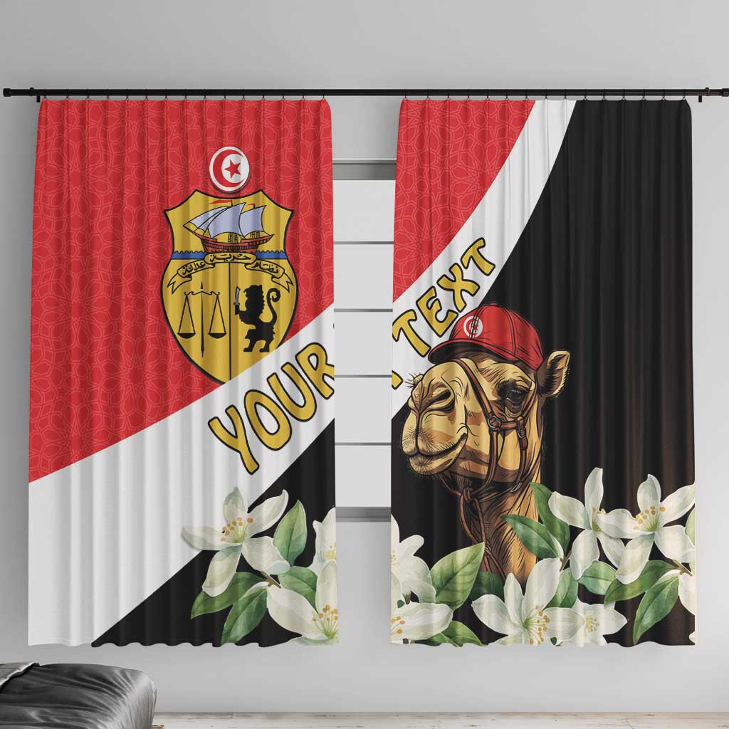 Personalised Tunisia Window Curtain Camelus Dromedarius With Jasmine - Wonder Print Shop