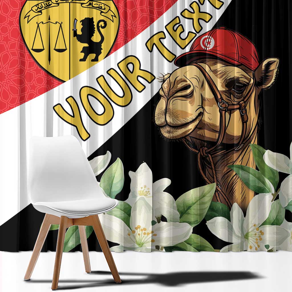 Personalised Tunisia Window Curtain Camelus Dromedarius With Jasmine - Wonder Print Shop