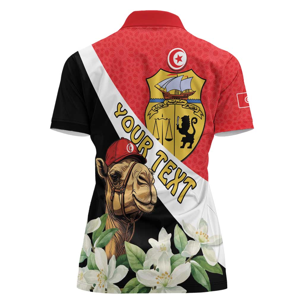 Personalised Tunisia Women Polo Shirt Camelus Dromedarius With Jasmine - Wonder Print Shop