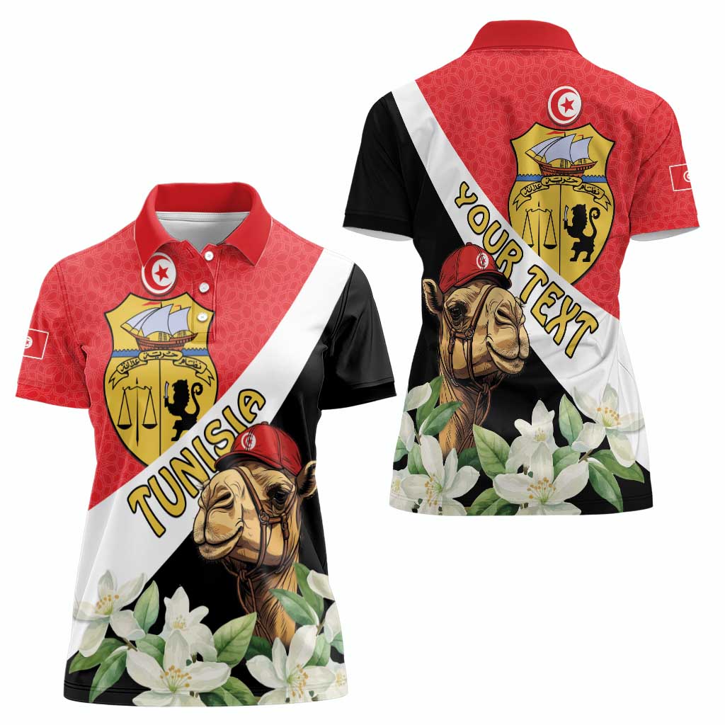 Personalised Tunisia Women Polo Shirt Camelus Dromedarius With Jasmine - Wonder Print Shop