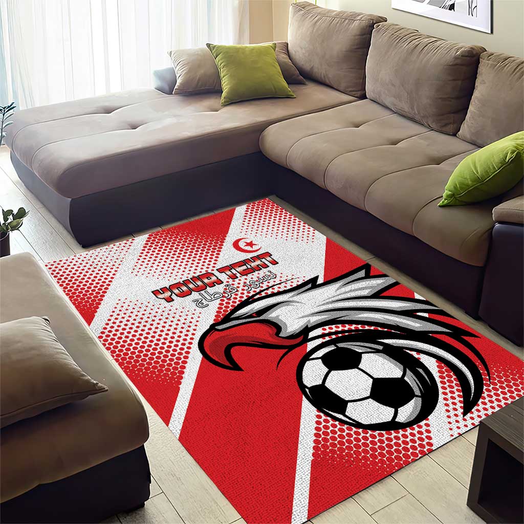 Custom Tunisia Football Area Rug Eagle Mascot - Sporty Style