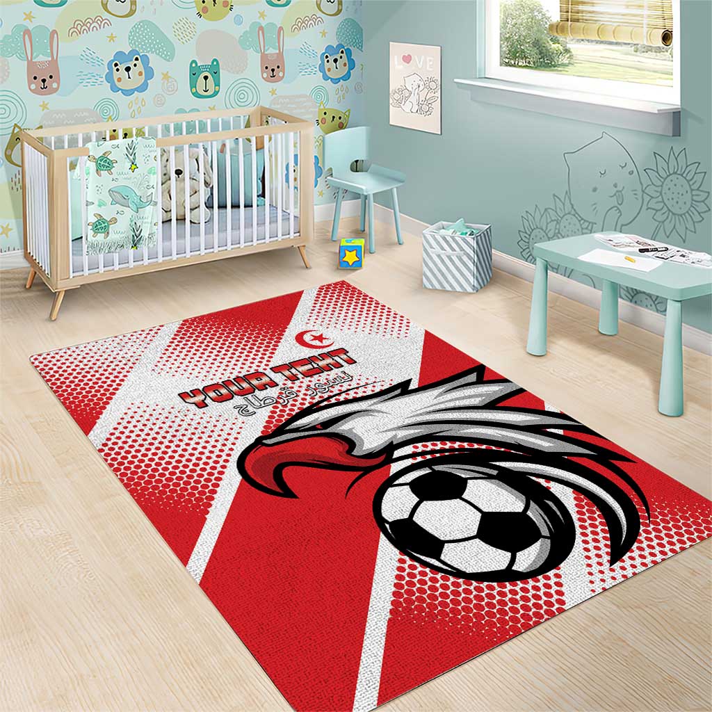 Custom Tunisia Football Area Rug Eagle Mascot - Sporty Style