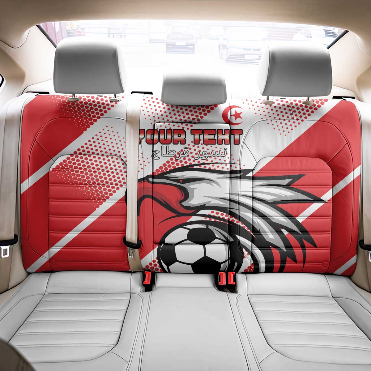 Custom Tunisia Football Back Car Seat Cover Eagle Mascot - Sporty Style