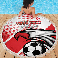 Custom Tunisia Football Beach Blanket Eagle Mascot - Sporty Style