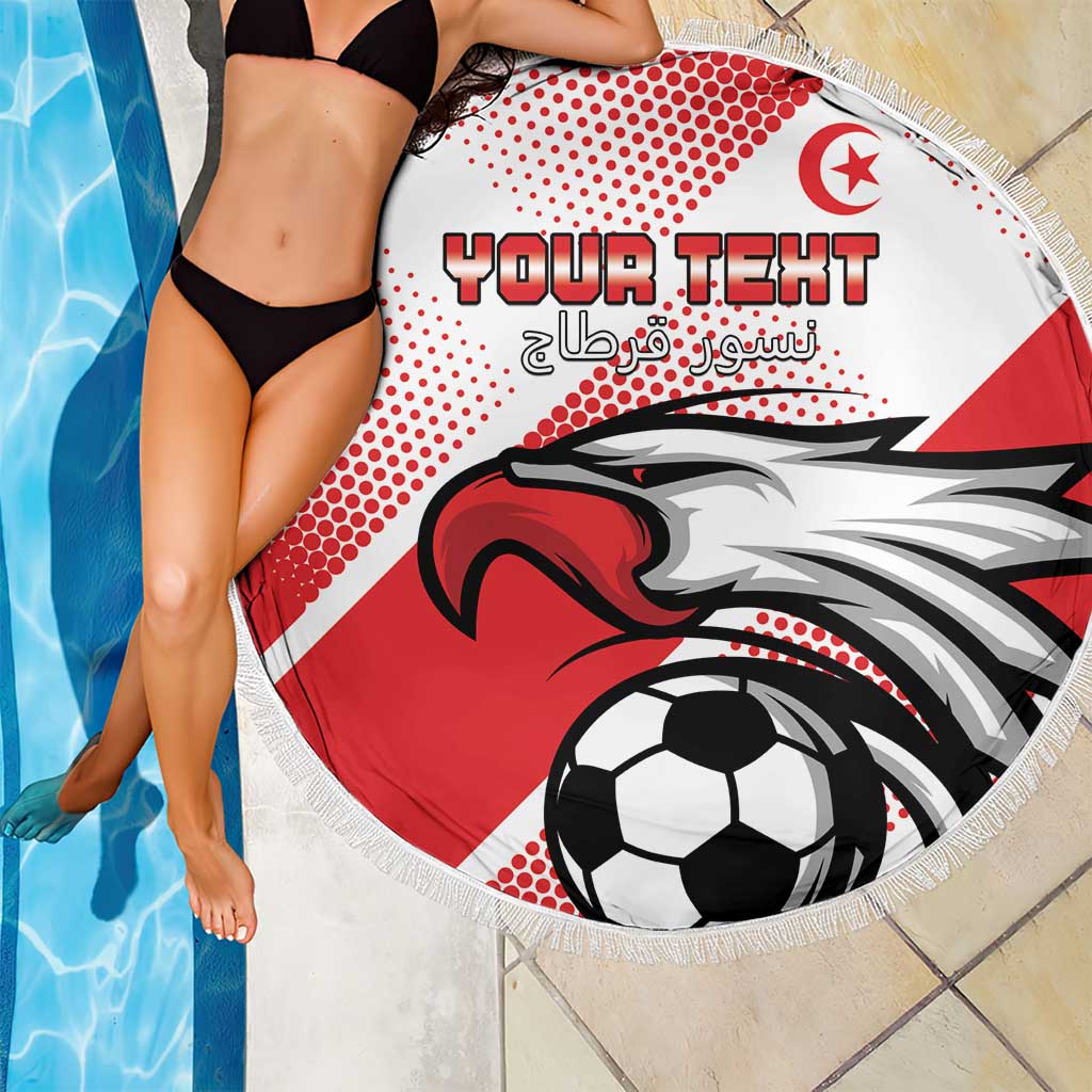 Custom Tunisia Football Beach Blanket Eagle Mascot - Sporty Style