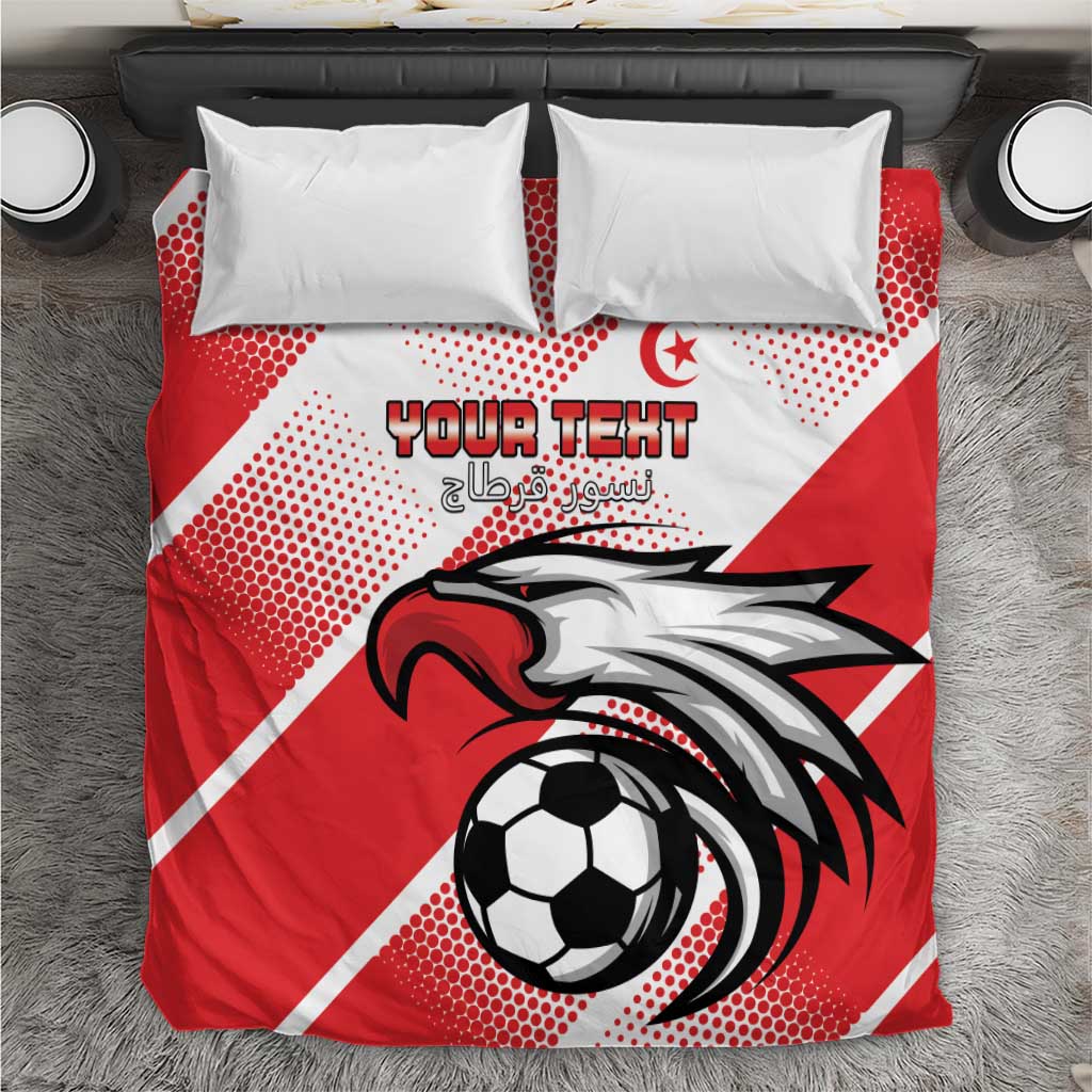 Custom Tunisia Football Bedding Set Eagle Mascot - Sporty Style