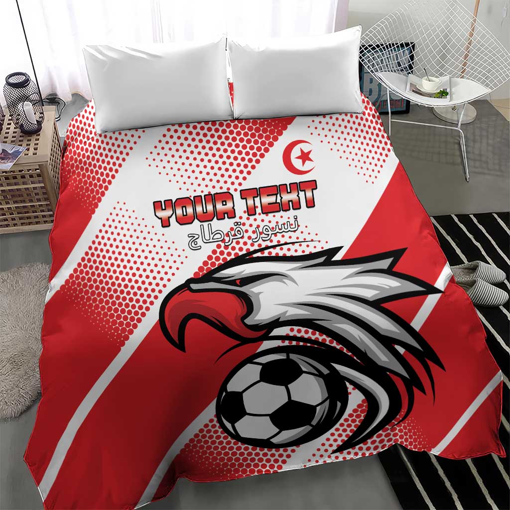 Custom Tunisia Football Bedding Set Eagle Mascot - Sporty Style